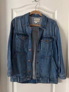Madewell Blue Oversized Denim Trucker Jacket
